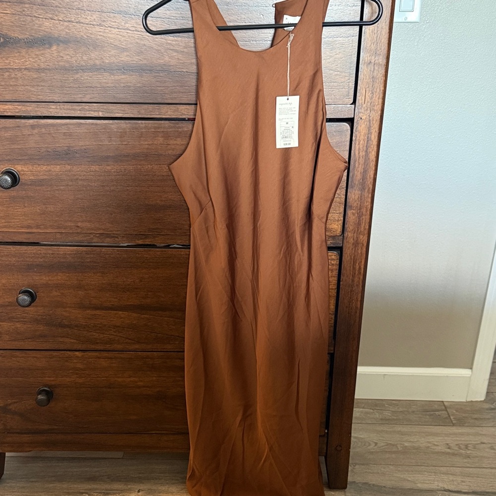 a new day Sleeveless Brown Midi Bodycon Dress